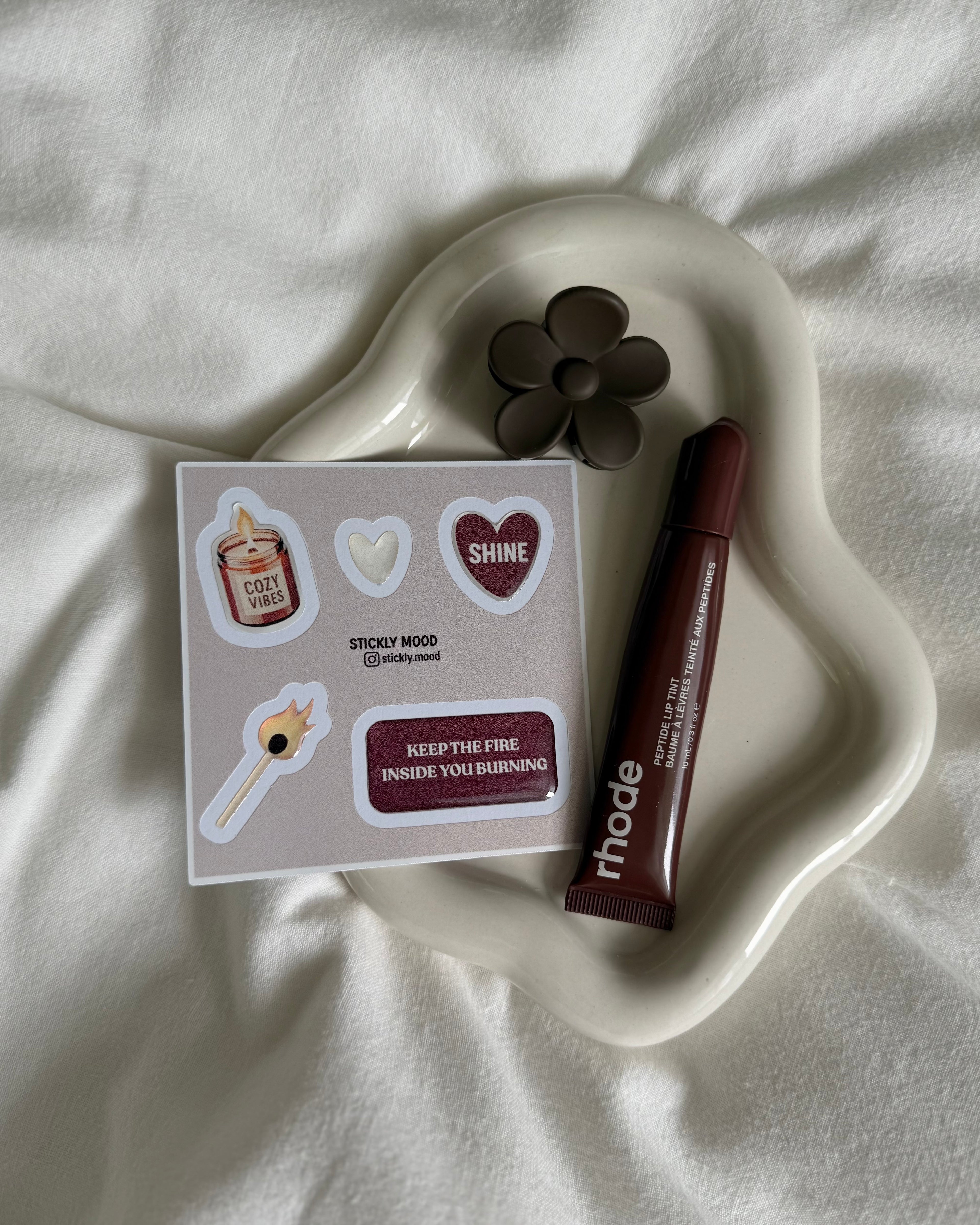 Keep the Fire Burning Cozy 3D Epoxy Sticker Pack for iPhone, iPad & MacBook Trendy Aesthetic Mood Stickers, Cute Case Decals Gift