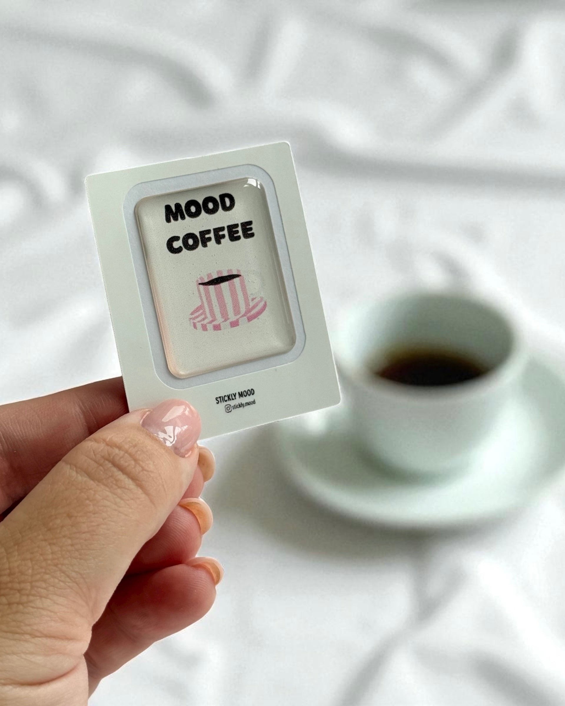 Mood Coffee Epoxy Sticker – Aesthetic 3D Glossy Sticker