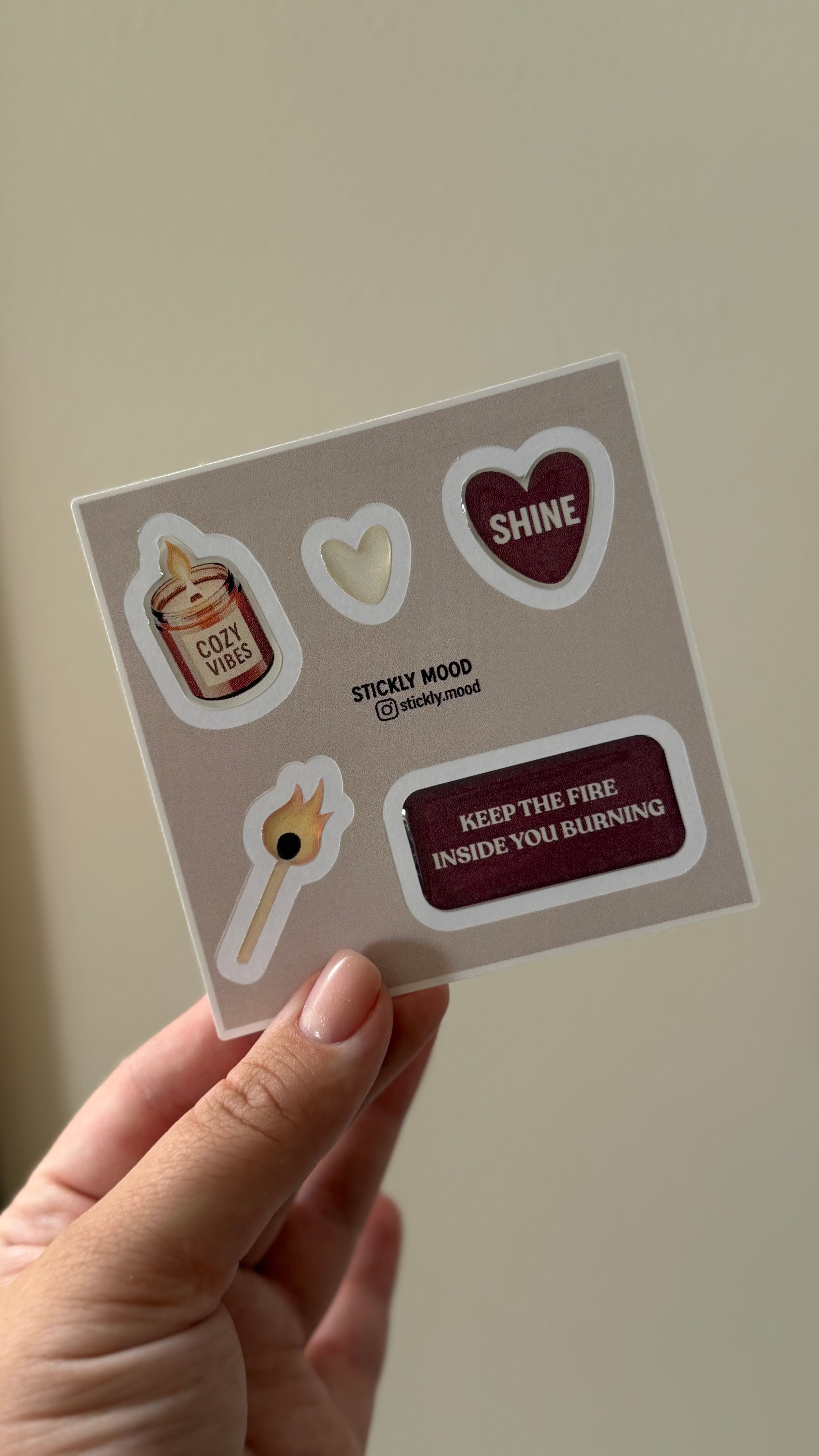 Keep the Fire Burning Cozy 3D Epoxy Sticker Pack for iPhone, iPad & MacBook Trendy Aesthetic Mood Stickers, Cute Case Decals Gift