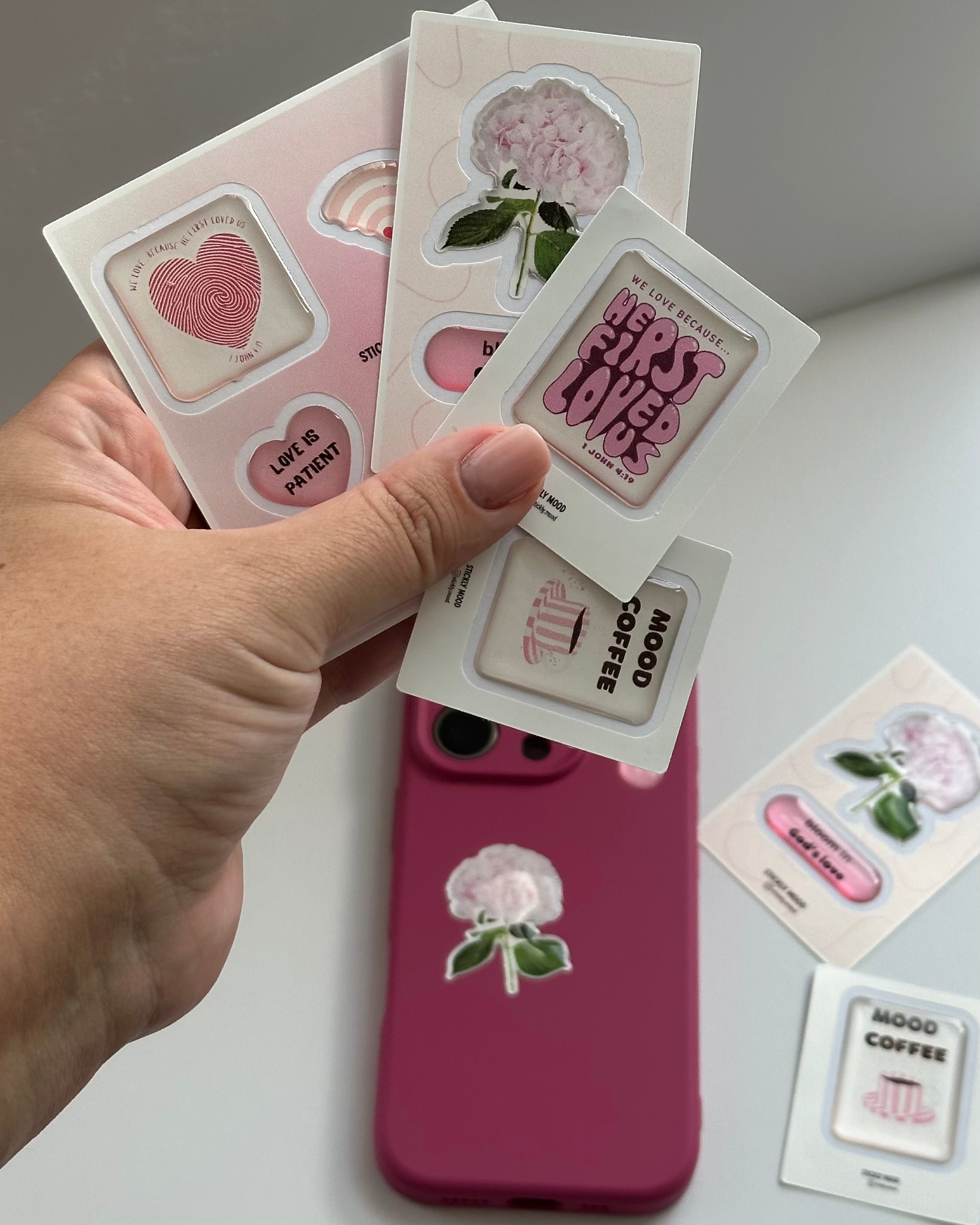 Bloom in God’s Love – Epoxy Phone Sticker Pack