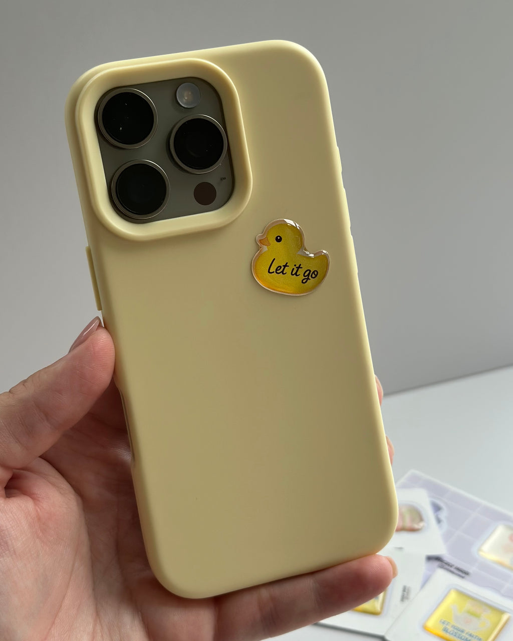 Let It Go Epoxy Resin Sticker – Cute Yellow Duck