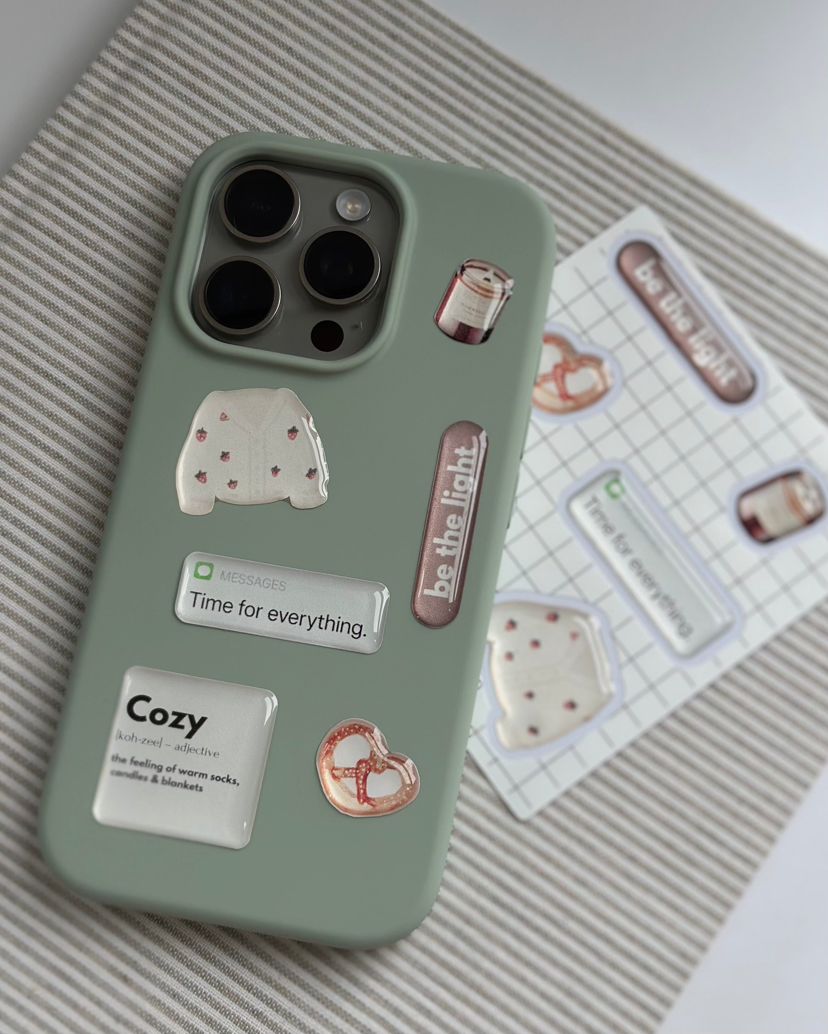 Cozy Aesthetic 3D Sticker Pack – Glossy Stickers for iPhone, iPad, MacBook, Tablets & Planners Cute Mood Stickers, Cozy Gift for Her