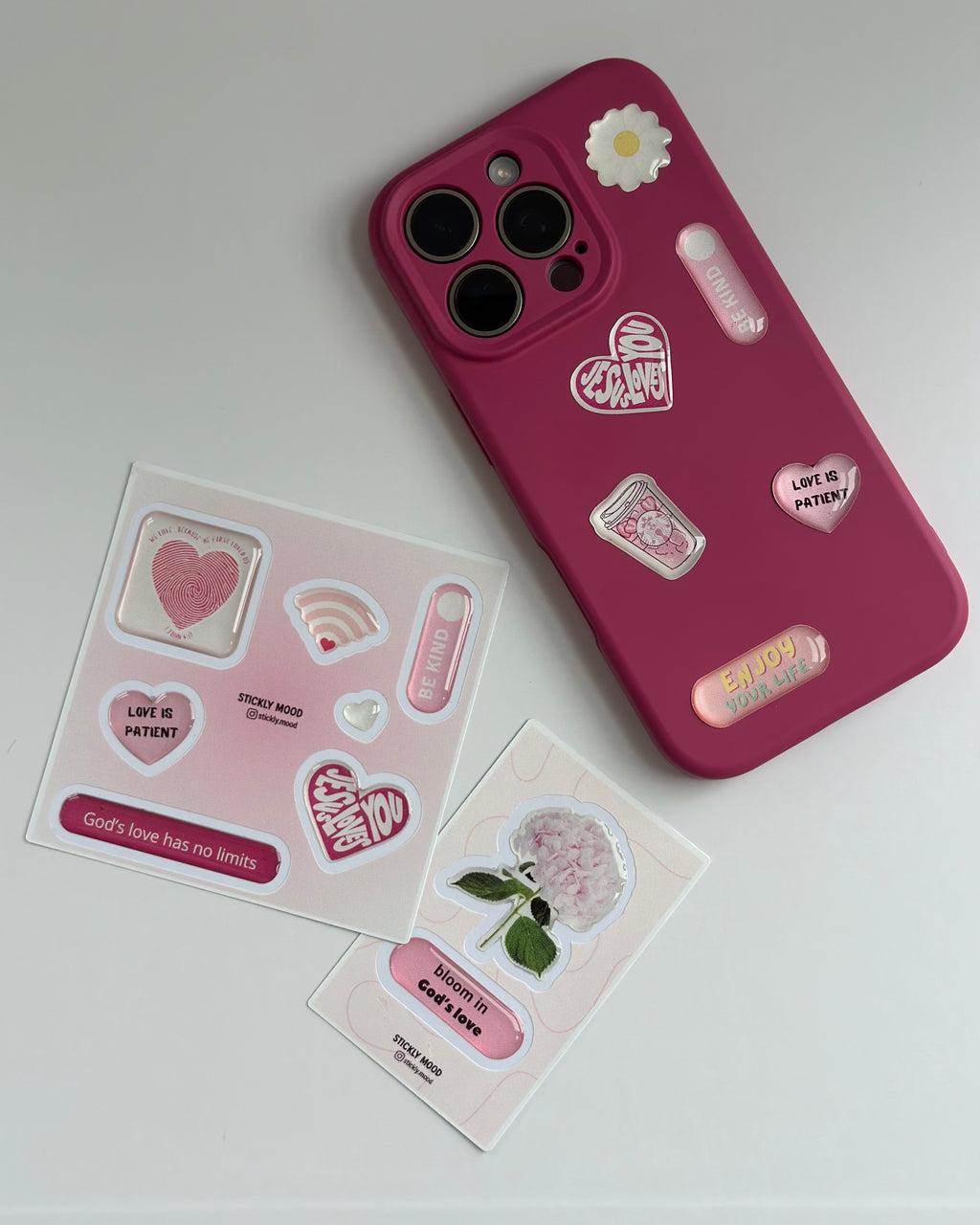 Faith & Love 3D Epoxy Aesthetic Stickers Pack for iPhone, iPad, MacBook | Christian Inspirational | Cute Epoxy Case Stickers