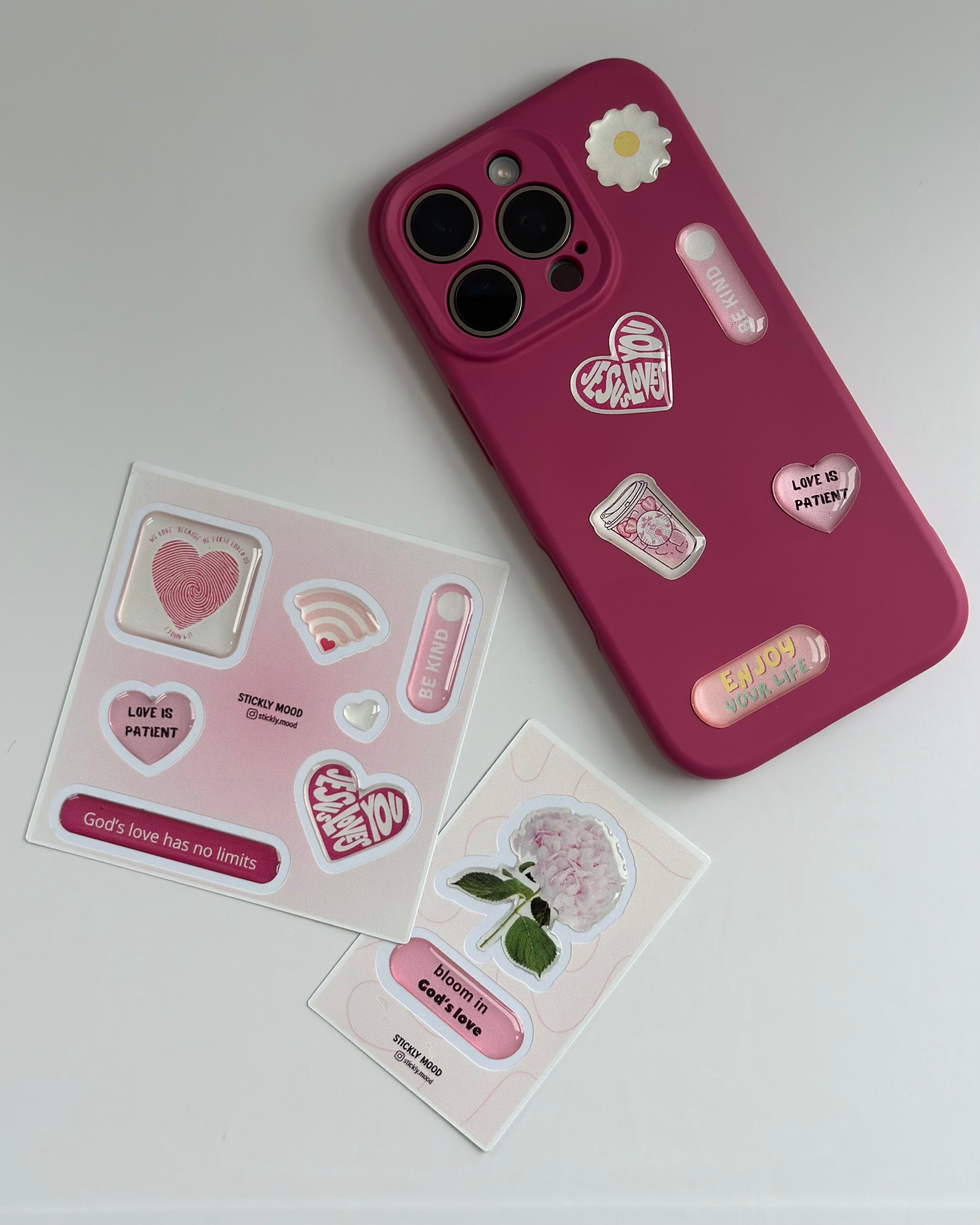 Faith & Love 3D Epoxy Aesthetic Stickers Pack for iPhone, iPad, MacBook | Christian Inspirational | Cute Epoxy Case Stickers