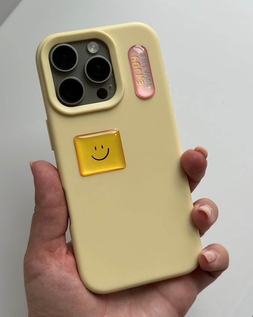 Enjoy Your Life Phone Stickers – Smiley Epoxy Sticker Pack